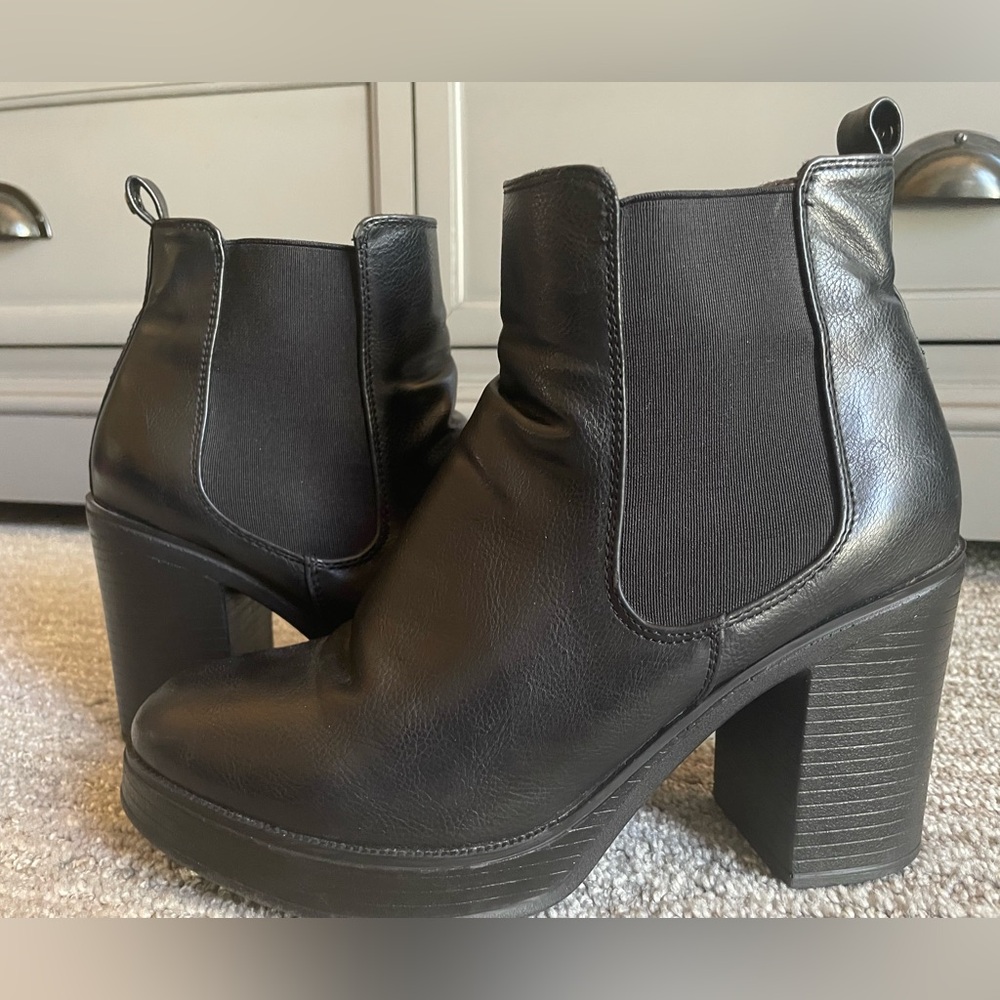 Black Block Heel Booties